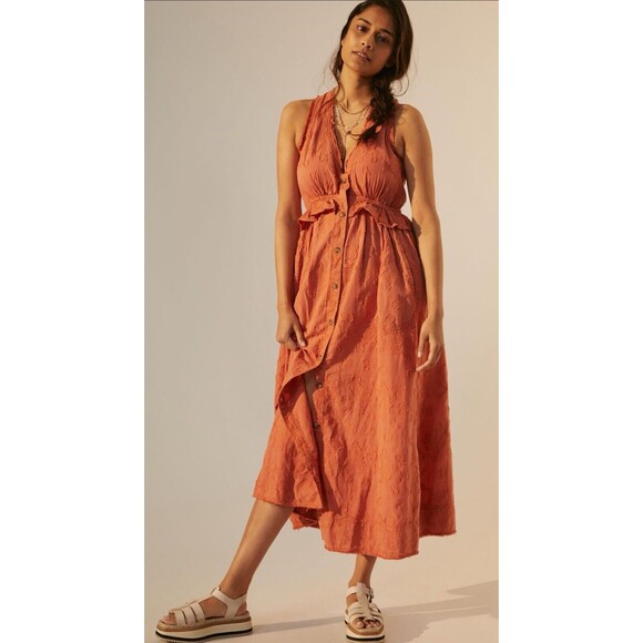 Anthropologie Dresses & Skirts - Anthropologie Pilcro Maxi Dress Women Orange Preppy Cotton Boho Vacay Sz L NWT